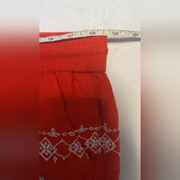 LOFT Linen Blend Embroidered Drawstring Waist Casual Shorts Size L - Picture 7 of 8